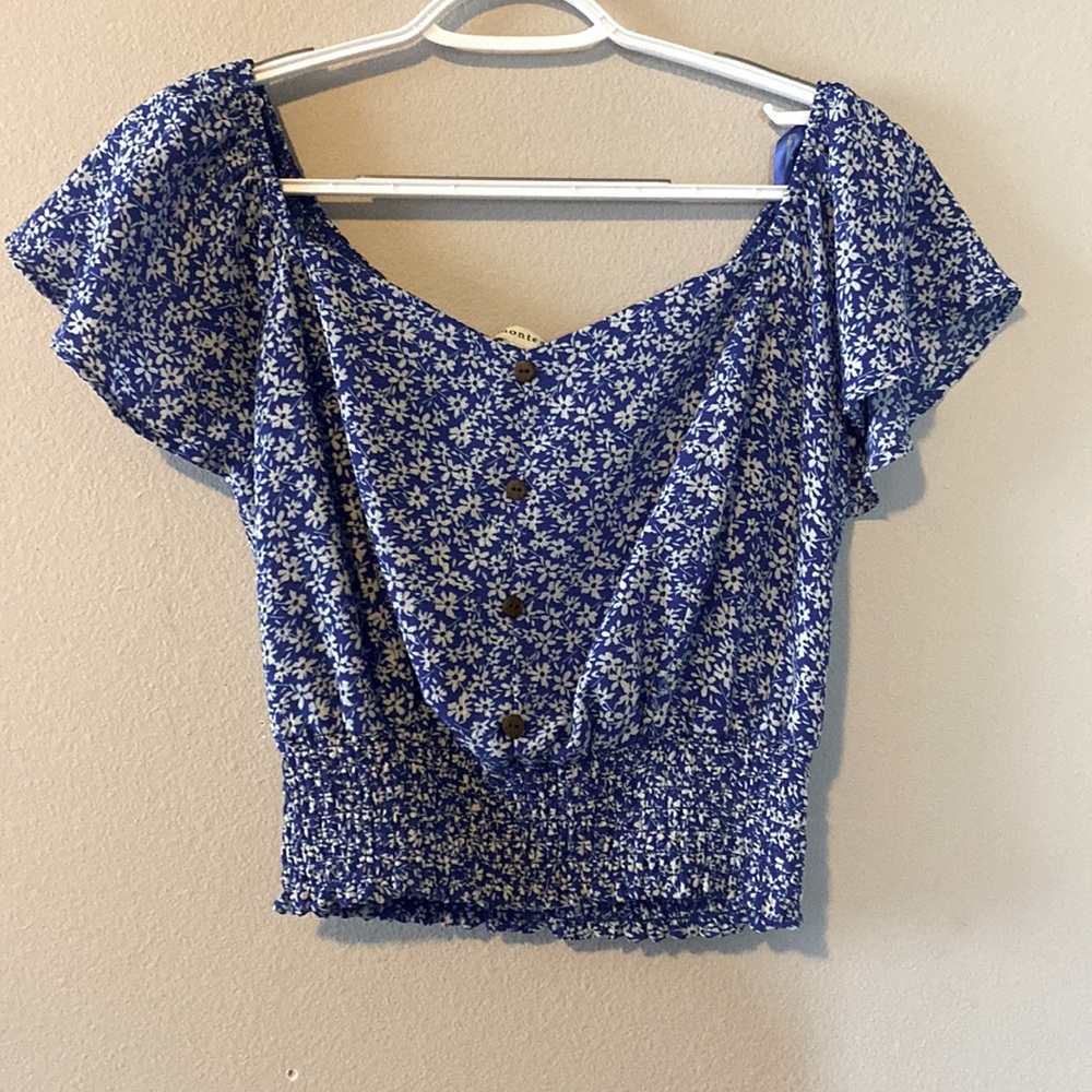 Monteau Los Angeles Blue Summer Crop Top
